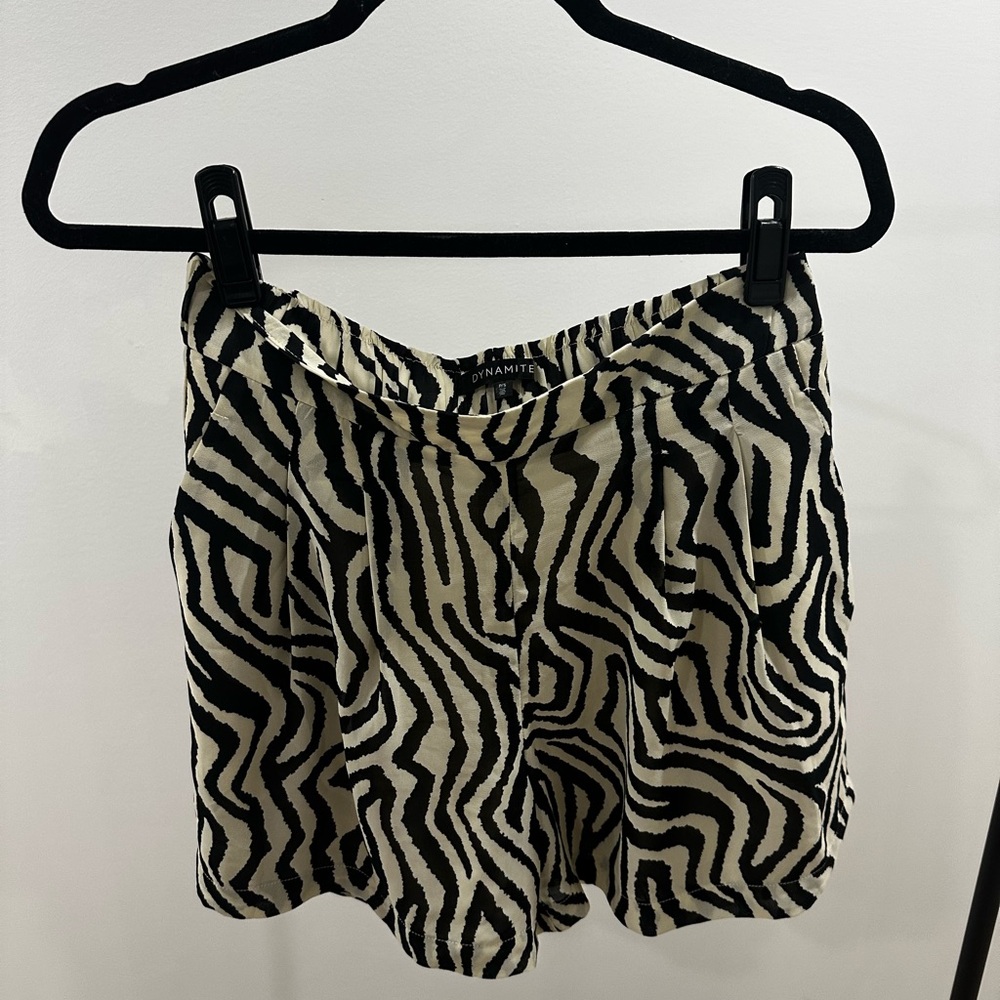 Dynamite Zebra Pattern High Waist Shorts